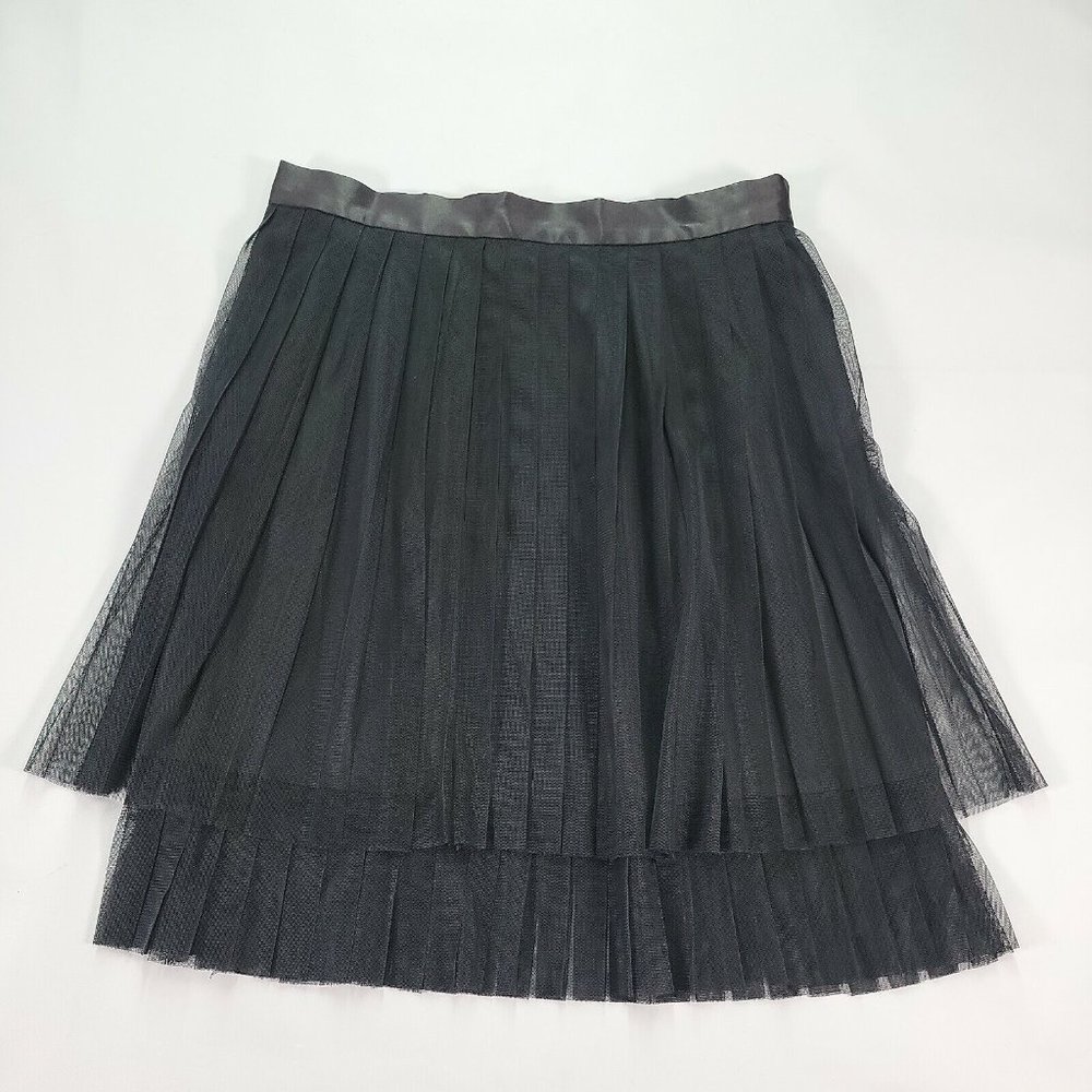 Modcloth Black Pleated Layered Tulle Flowy Modern Ballet Cocktail A-Line Skirt